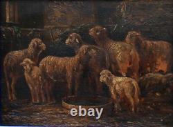 School Charles Emile Jacque Barbizon Sheep Old Table Painting Frame