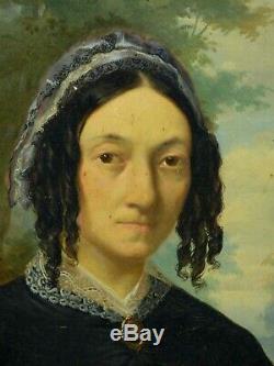 School Portrait Of A Woman French Oil On Wood Panel Nineteenth