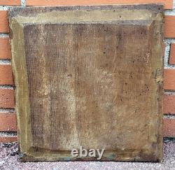 School of the 19th Century. The Holy Family Oil Painting on Wood Panel