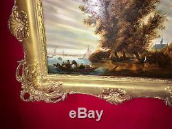 Seascape Oil On The Late Nineteenth Superb Gilt Wood Frame