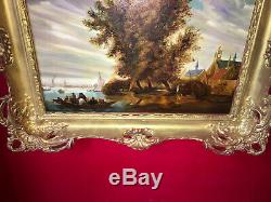 Seascape Oil On The Late Nineteenth Superb Gilt Wood Frame