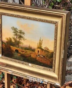 Shepherdess and her Flock by a Stream signed VICTORINE Painting HSP