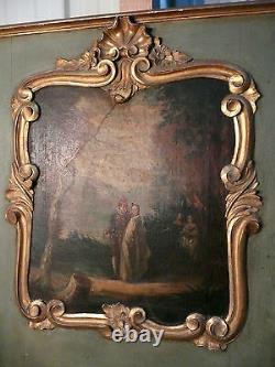 Shroud Louis XV Oil Canvas Ice 18th Century Wood Gilded Painting Pierglass Holz