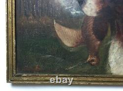 Signed Old Painting, Hunting Dog, Oil On Panel, Late 19th Or Early 20th Century