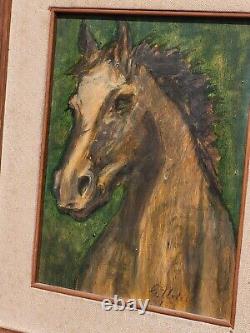 Signed Painting. 1972. Horse Portrait. Oil painting on wooden panel