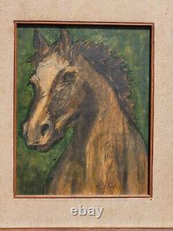 Signed Painting. 1972. Horse Portrait. Oil painting on wooden panel