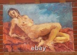 Signed Painting. Nude Woman. Oil on Wood Panel