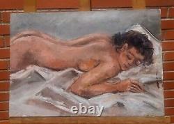 Signed Painting. Nude Woman. Oil on Wood Panel