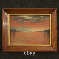 Signed Painting Oil On Tablet Marine Landscape Antique Style 900