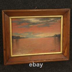 Signed Painting Oil On Tablet Marine Landscape Antique Style 900