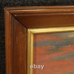 Signed Painting Oil On Tablet Marine Landscape Antique Style 900