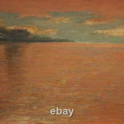 Signed Painting Oil On Tablet Marine Landscape Antique Style 900