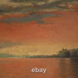 Signed Painting Oil On Tablet Marine Landscape Antique Style 900