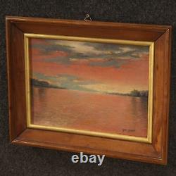 Signed Painting Oil On Tablet Marine Landscape Antique Style 900