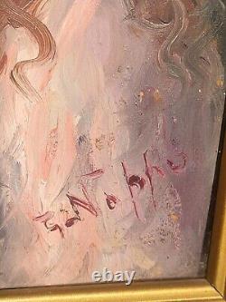 Signed Painting. Portrait of a Young Girl. Oil painting on wood panel.