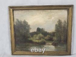 Signed Painting Varenne Landscape Riverside Oil Painting On Wooden Panel