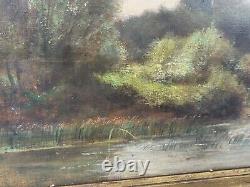 Signed Painting Varenne Landscape Riverside Oil Painting On Wooden Panel