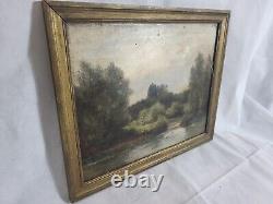 Signed Painting Varenne Landscape Riverside Oil Painting On Wooden Panel