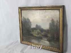 Signed Painting Varenne Landscape Riverside Oil Painting On Wooden Panel