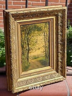 Signed Painting of Forest Landscape in Oil on Canvas