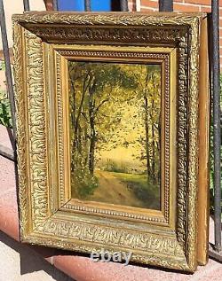 Signed Painting of Forest Landscape in Oil on Canvas