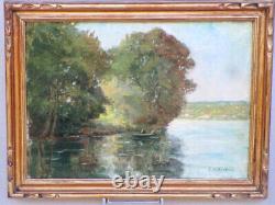 Signed Table Louis Emile Benassit (1833-1902) River Bord With Fisheries