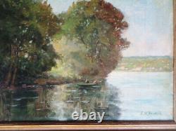 Signed Table Louis Emile Benassit (1833-1902) River Bord With Fisheries