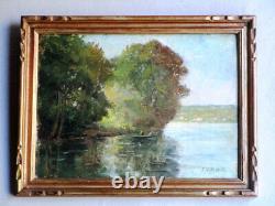 Signed Table Louis Emile Benassit (1833-1902) River Bord With Fisheries