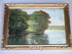 Signed Table Louis Emile Benassit (1833-1902) River Bord With Fisheries