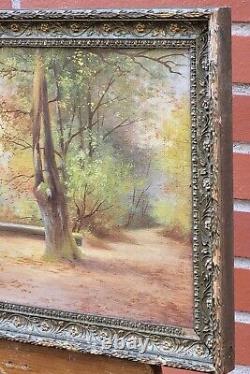 Signed Tableau. Landscape Under Woods. Oil Painting on Canvas