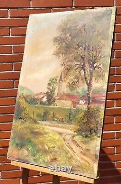 Signed Tableau. Landscape Underwoods. Oil painting on canvas. Dated 1915.