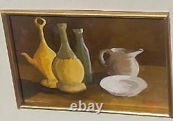 Signed and Dated Tableau. Still Life Oil Painting on Wooden Panel