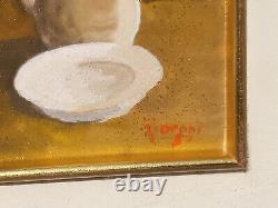 Signed and Dated Tableau. Still Life Oil Painting on Wooden Panel