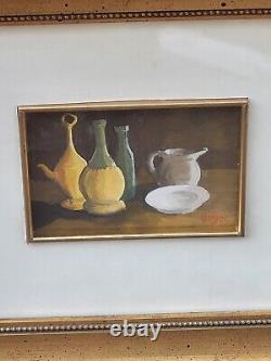 Signed and Dated Tableau. Still Life Oil Painting on Wooden Panel