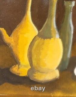 Signed and Dated Tableau. Still Life Oil Painting on Wooden Panel