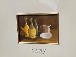 Signed and Dated Tableau. Still Life Oil Painting on Wooden Panel