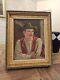 Signed Oil On Wood Painting: Tyrolean Man Smoking Pipe, Circa 1950, With A Golden Frame.