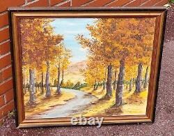 Signed painting. P. LASSALLE. Landscape Under Wood. Oil painting on canvas.