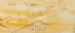 Signed painting. P. LASSALLE. Landscape Under Wood. Oil painting on canvas.