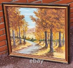 Signed painting. P. LASSALLE. Landscape Under Wood. Oil painting on canvas.