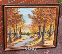 Signed painting. P. LASSALLE. Landscape Under Wood. Oil painting on canvas.
