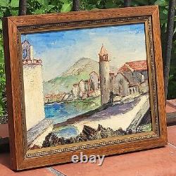 Signed painting by M VICEMS Mediterranean Landscape Oil painting on wood panel