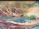 Signed Tableau By AndrÉ Fougeron, Riverside Oil Painting On Wood Panel