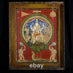 Skanda Oil On Panel Indian School Tanjore India 19th Century Shiva B186-5