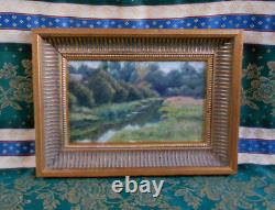 Small Antique Oil Painting on Canvas School of Barbizon 19th Century Golden Wood Frame