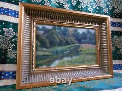 Small Antique Oil Painting on Canvas School of Barbizon 19th Century Golden Wood Frame