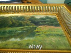 Small Antique Oil Painting on Canvas School of Barbizon 19th Century Golden Wood Frame