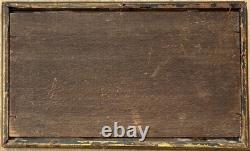 Small Antique Original Oil Painting Seascape Fishing Boat, Framed