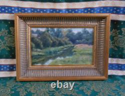 Small Antique Painting Oil HSP Barbizon School 19th Century Gilt Wood Frame