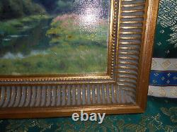 Small Antique Painting Oil HSP Barbizon School 19th Century Gilt Wood Frame